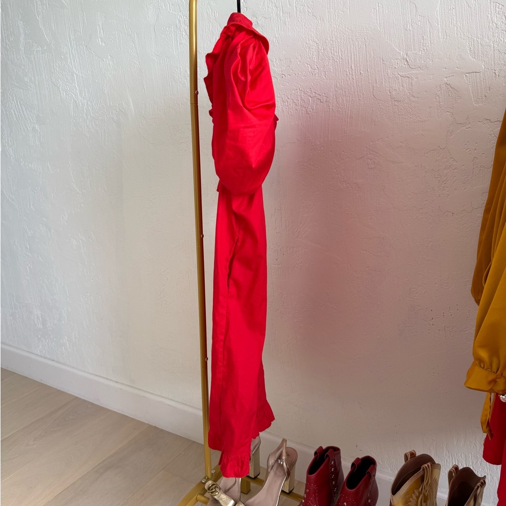 Red Dress with Ruffle Sleeves - Picture 3 of 3